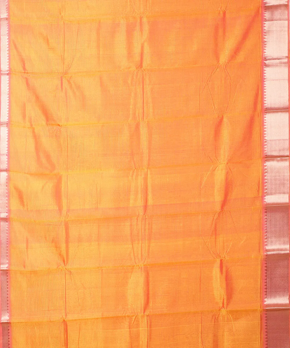 Orange handwoven mangalagiri cotton silk saree