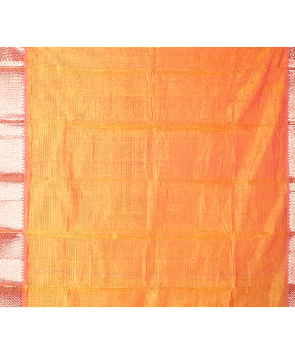 Orange handwoven mangalagiri cotton silk saree