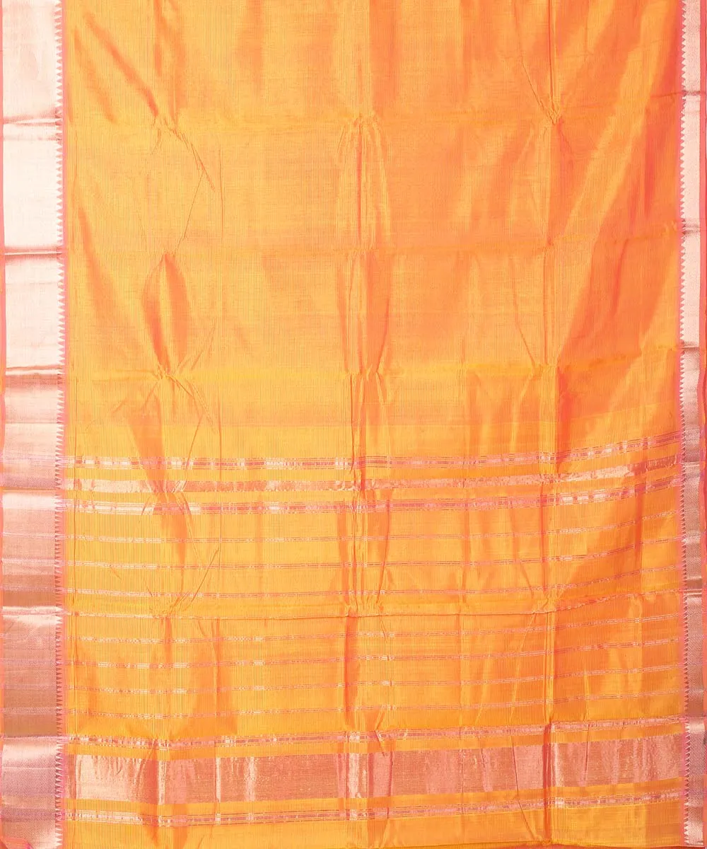 Orange handwoven mangalagiri cotton silk saree