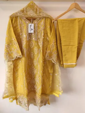 Organza party wear-Yellow