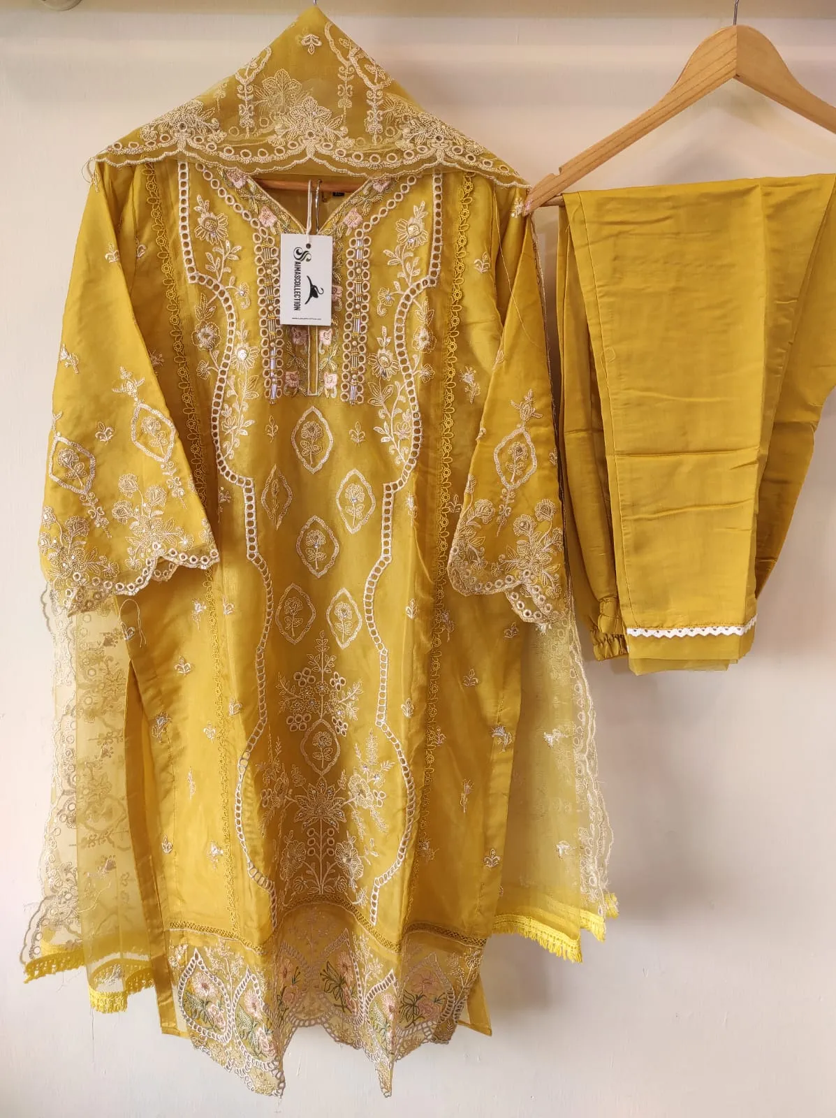 Organza party wear-Yellow