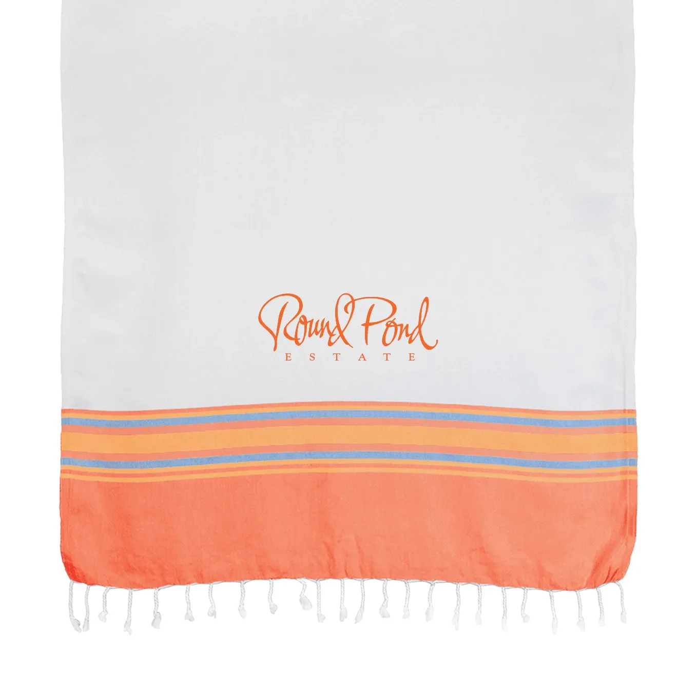 Outdoor Turkish Peshtemal Towel & Wrap Fringe Orange/Teal