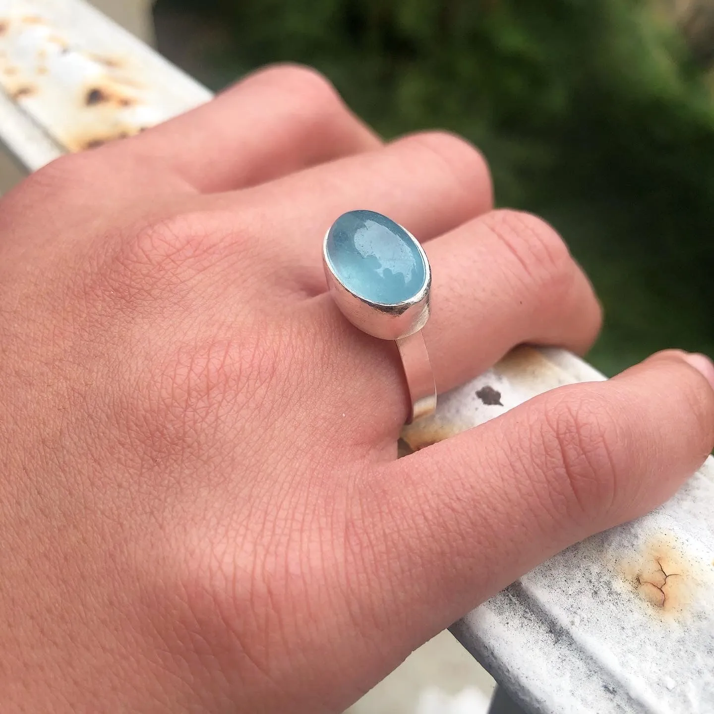 oval top aquamarine ring