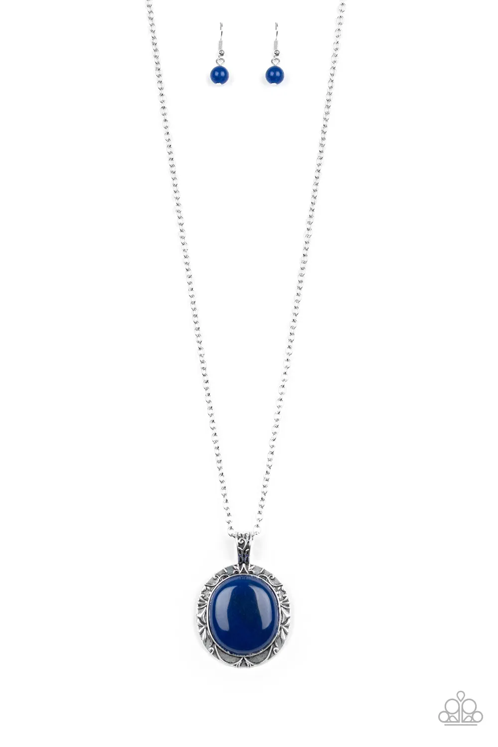 Paparazzi Stone Aura Blue Necklace Set