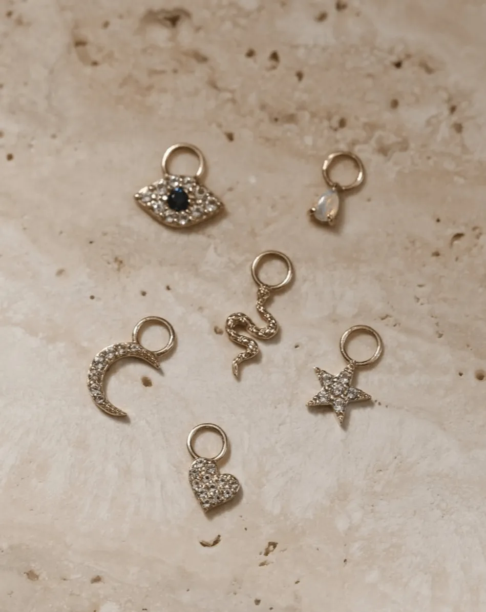 Pave Star Earring Charm - 10k Solid Gold