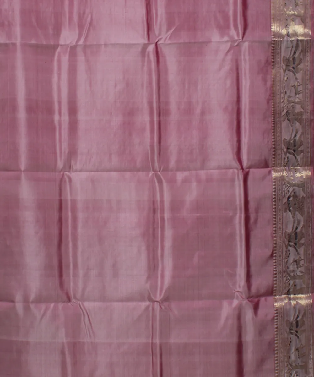 Peach handwoven swarnachari baluchari silk saree