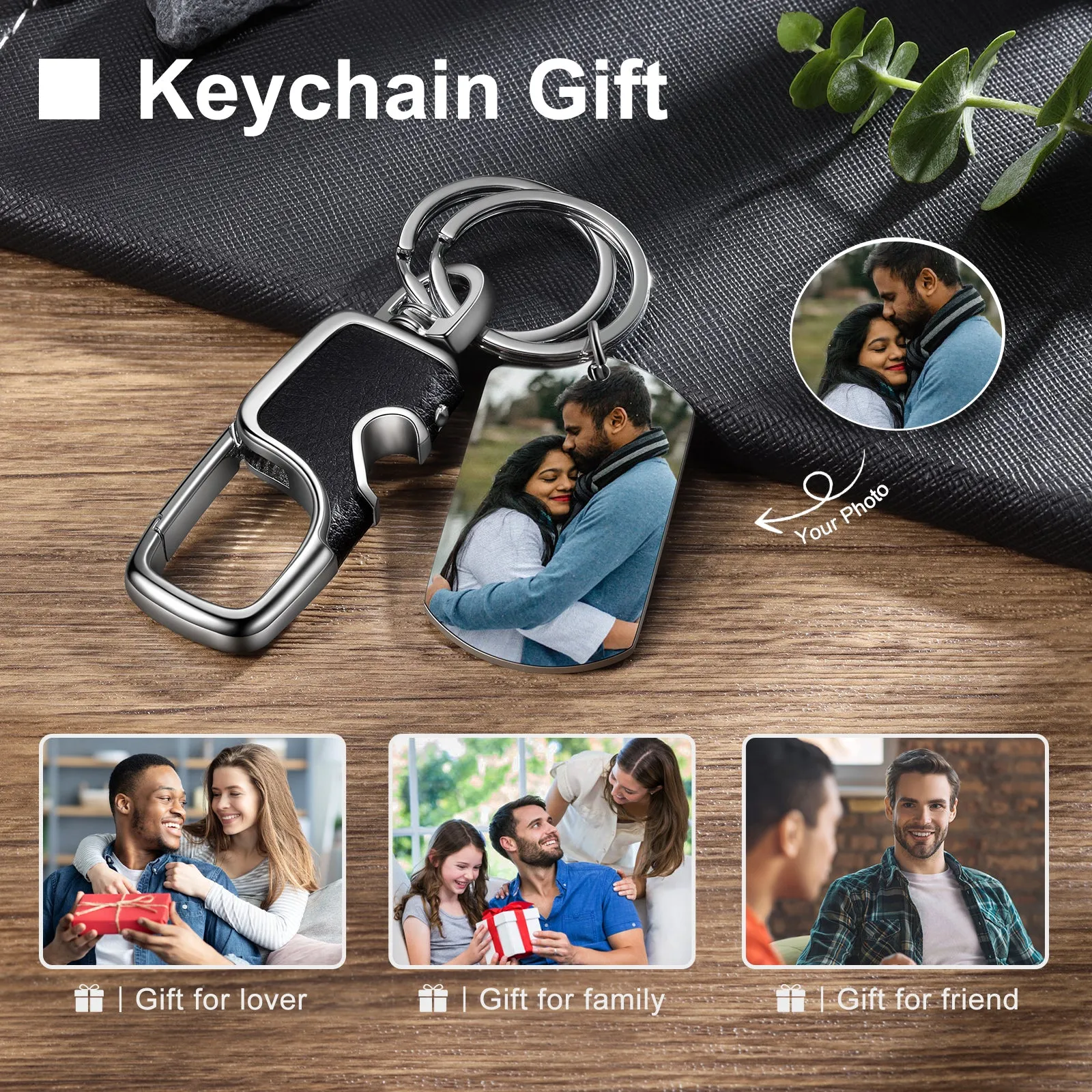 Personalized Photo and Date Keychain With Light and Bottle Opener