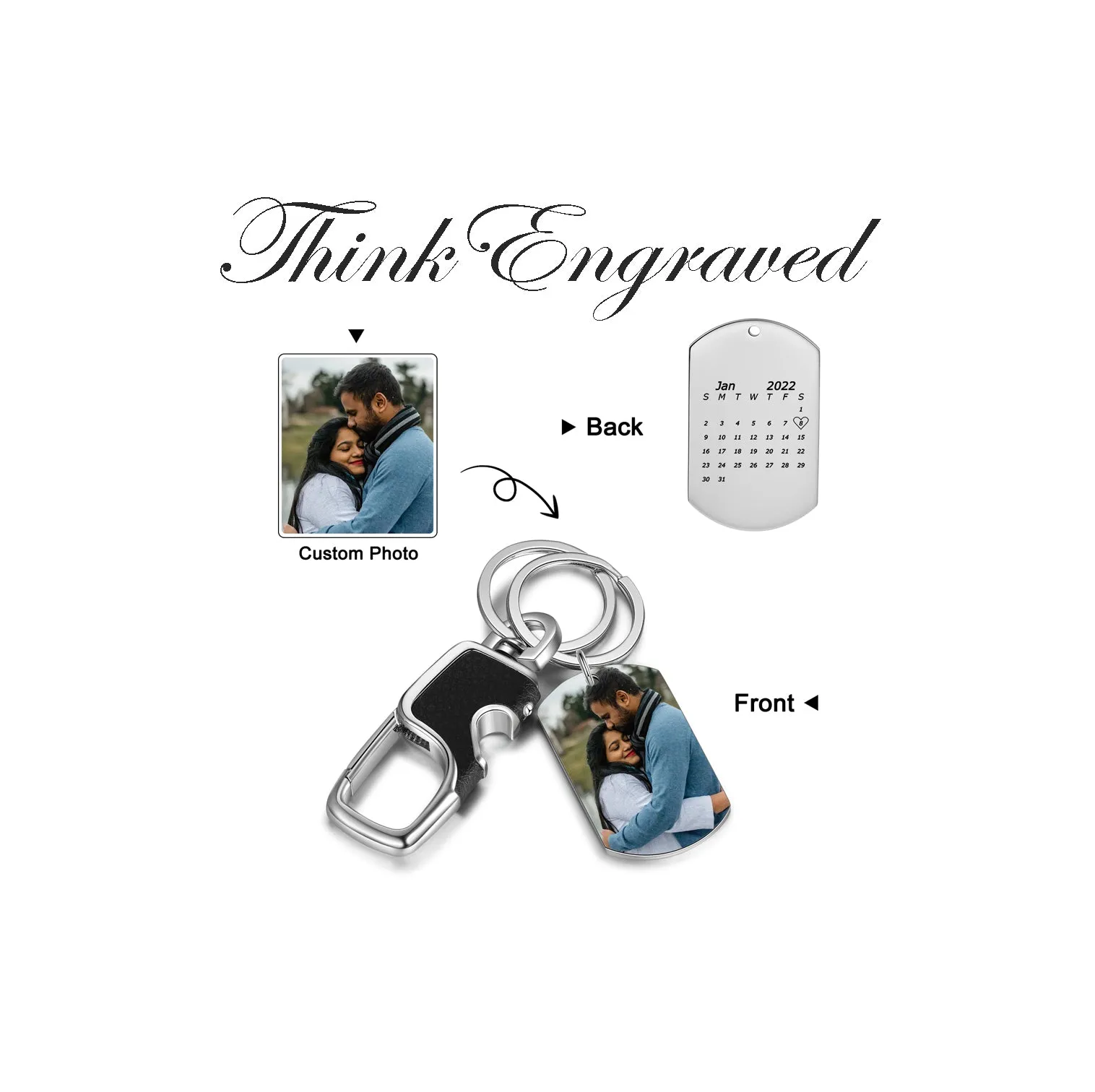 Personalized Photo and Date Keychain With Light and Bottle Opener