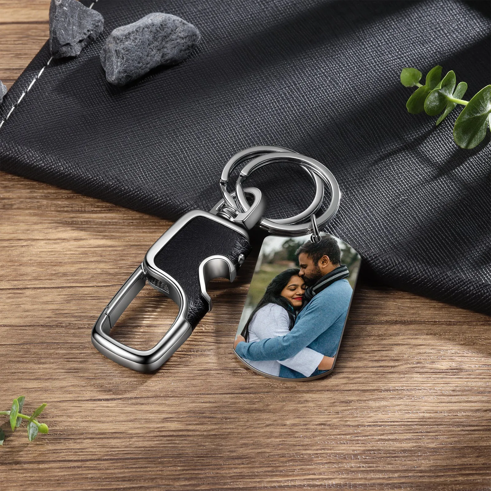 Personalized Photo and Date Keychain With Light and Bottle Opener