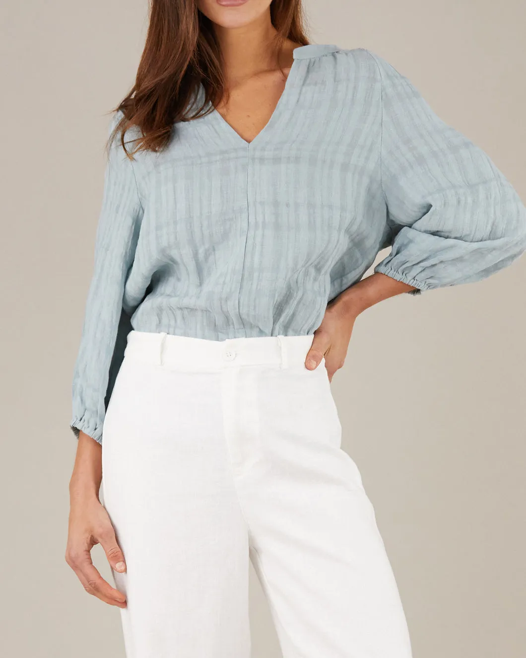 Pila Linen Blouse (Duckegg Blue)