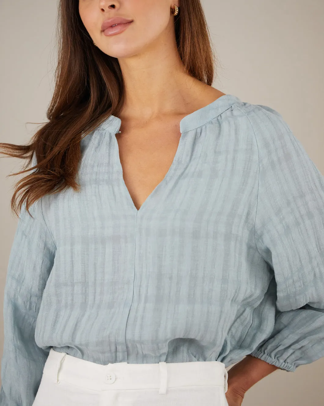 Pila Linen Blouse (Duckegg Blue)