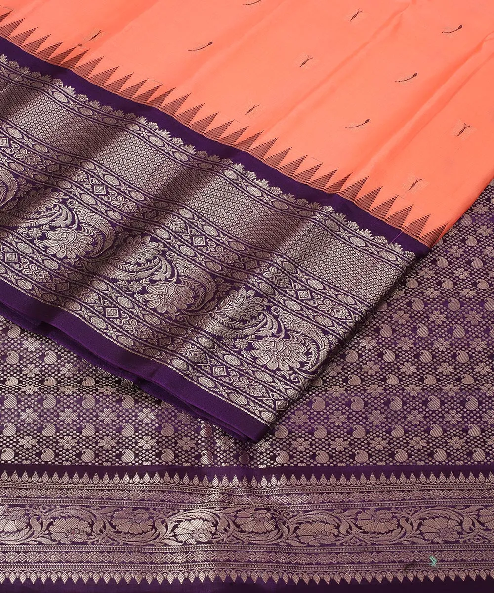 Pink blue handwoven gadwal silk saree