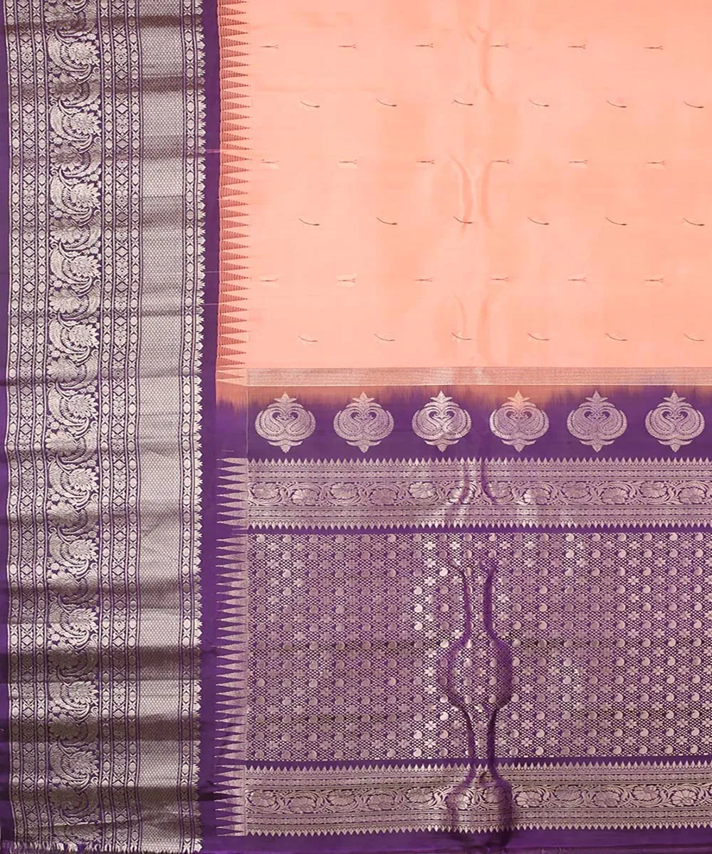 Pink blue handwoven gadwal silk saree