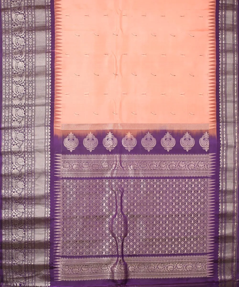 Pink blue handwoven gadwal silk saree