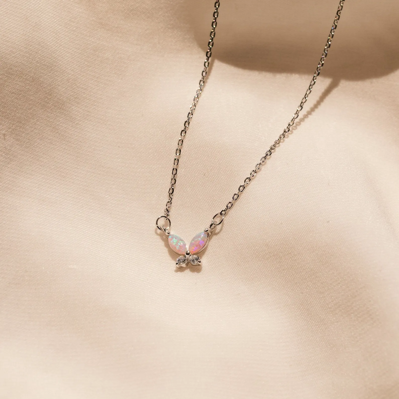 Pink Opal Butterfly Necklace