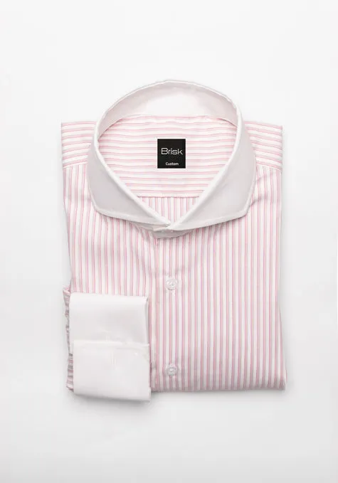 Pink Tan Stripes Shirt - White Extreme Collar