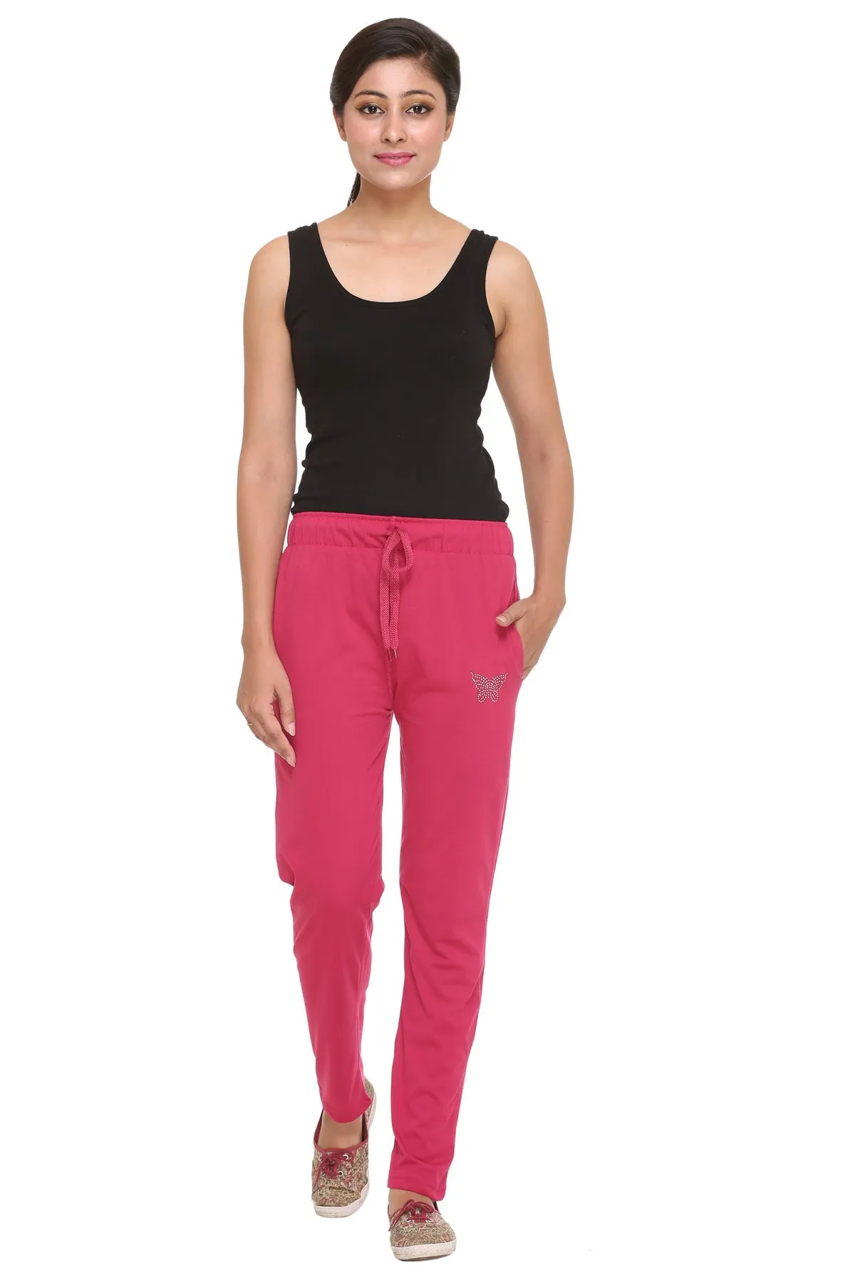 Plus Size Cotton Track Pants For Women Pack of 2 (Pink & Navy Blue)