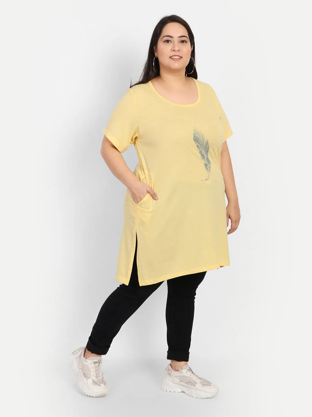 Plus Size Long T-shirts For Women - Half Sleeve - Pack of 2 (Lemon &Lavender)