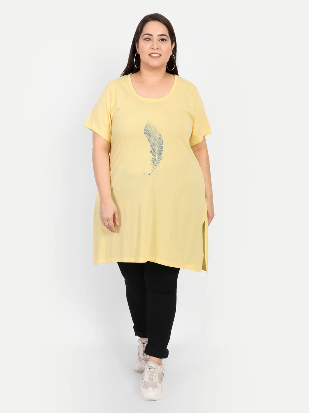 Plus Size Long T-shirts For Women - Half Sleeve - Pack of 2 (Lemon &Lavender)