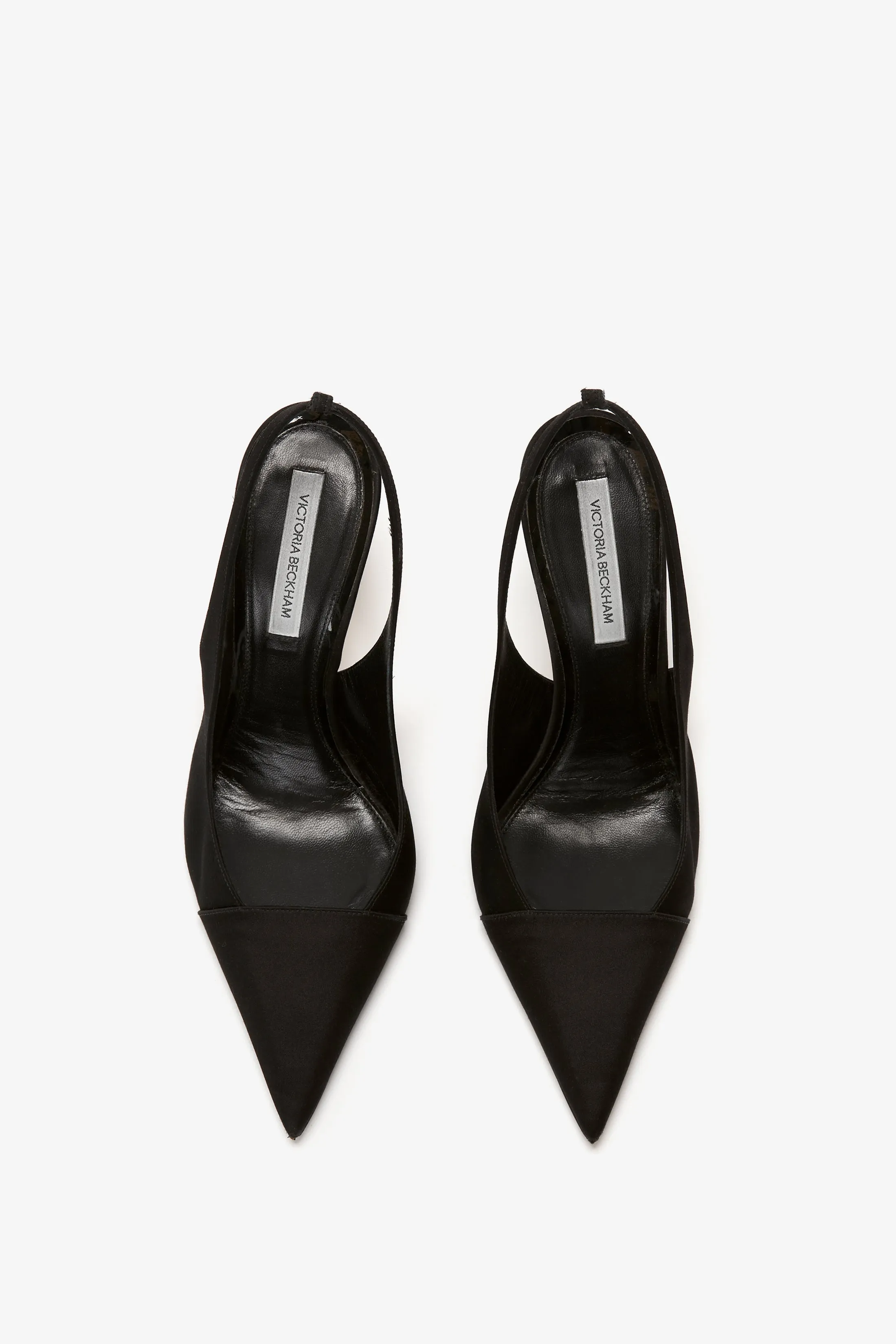 Pointy Toe Satin Sling Back Pump In Black