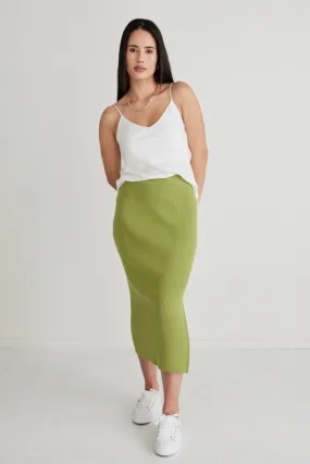 Possibility Green Rib Knit Skirt