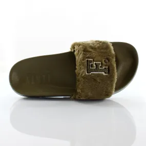 Puma x Leadcat Fenty FU Fur Womens Sliders Slip On Slide Olive 367089 01