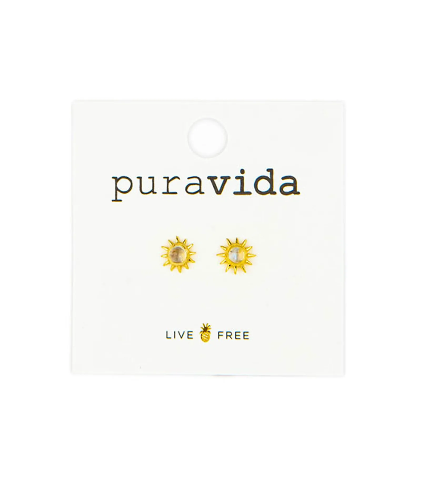 Pura Vida Earrings Moonstone Sunray Studs