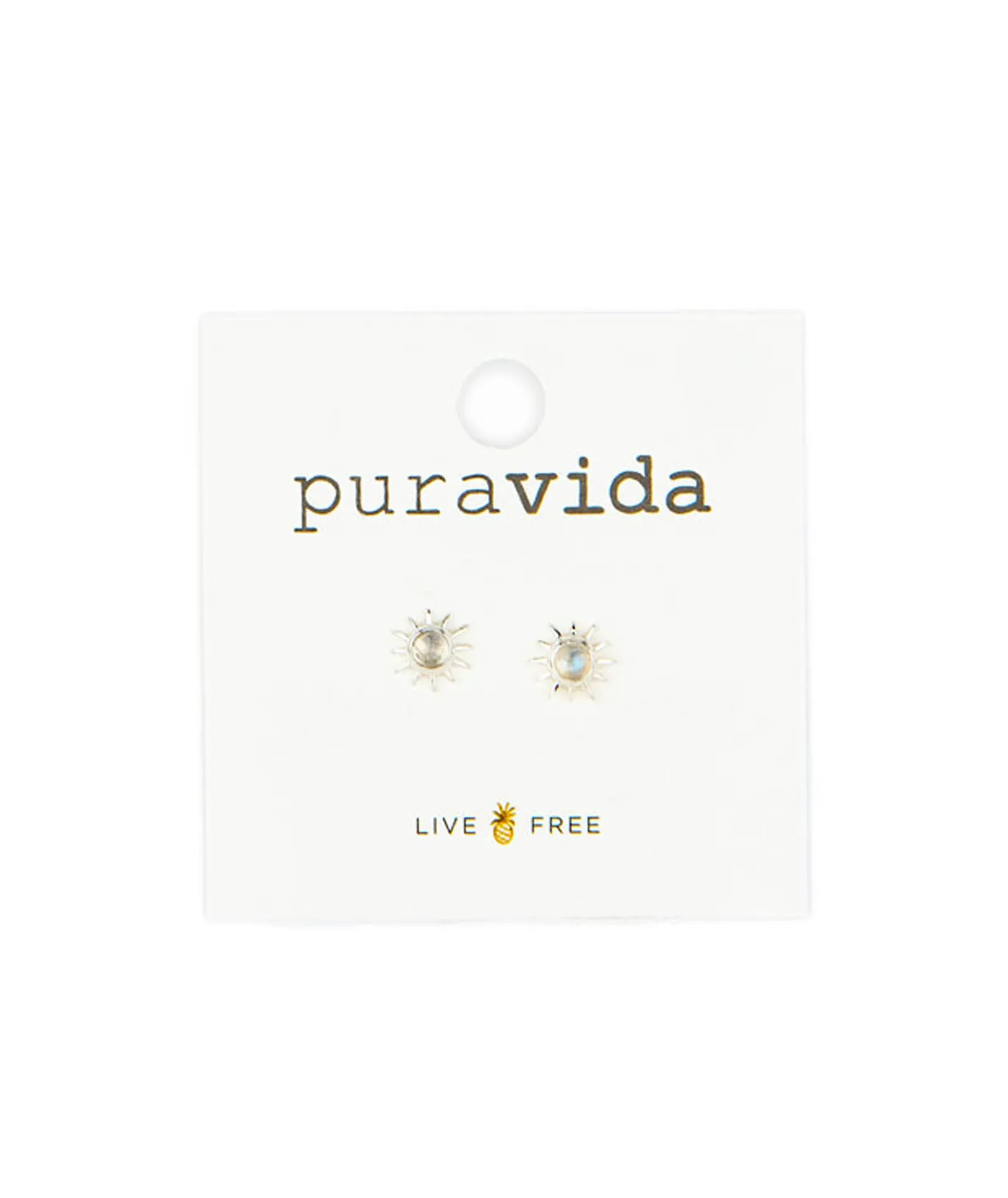 Pura Vida Earrings Moonstone Sunray Studs