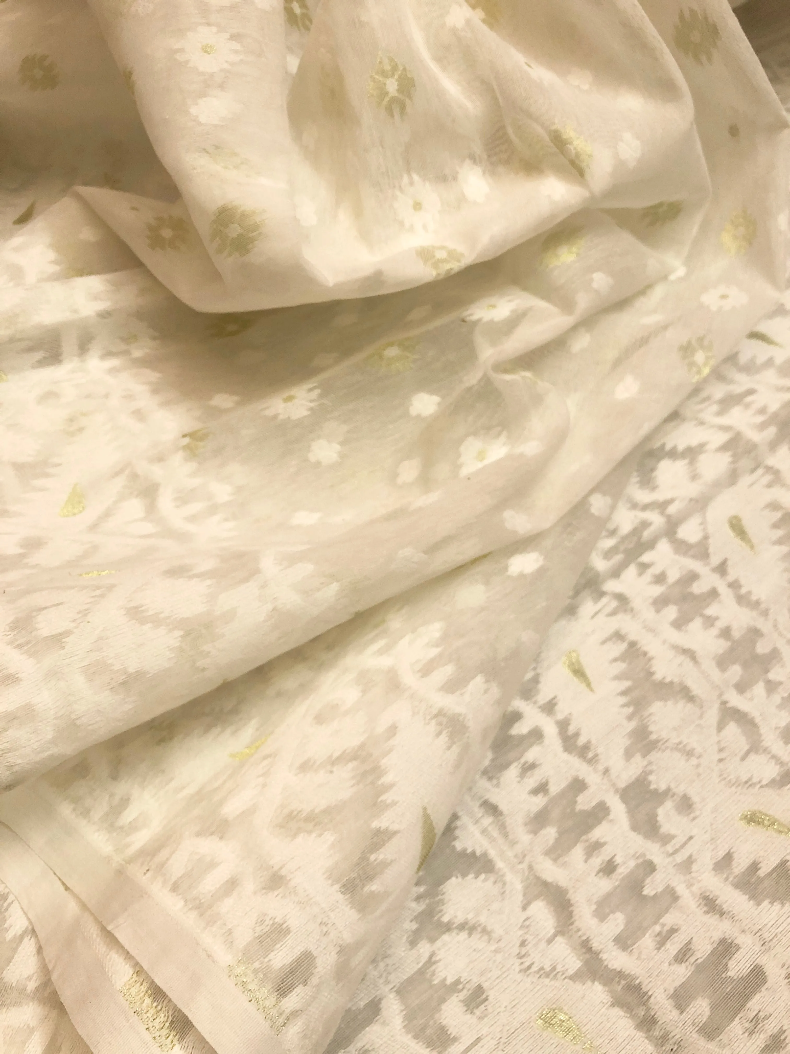 Pure Milk White Color Jamdani Saree