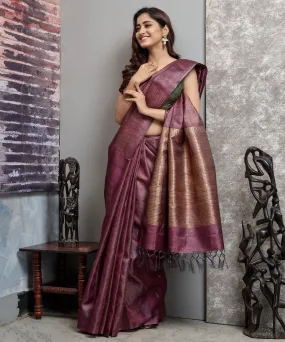 Purple chhatisgarh handwoven tussar silk saree