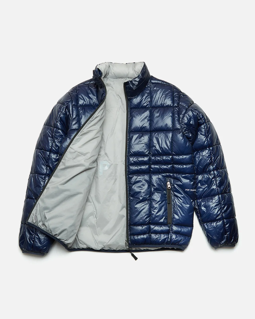 Quilted Reversible Puffer Jacket - Navy / Drizzle