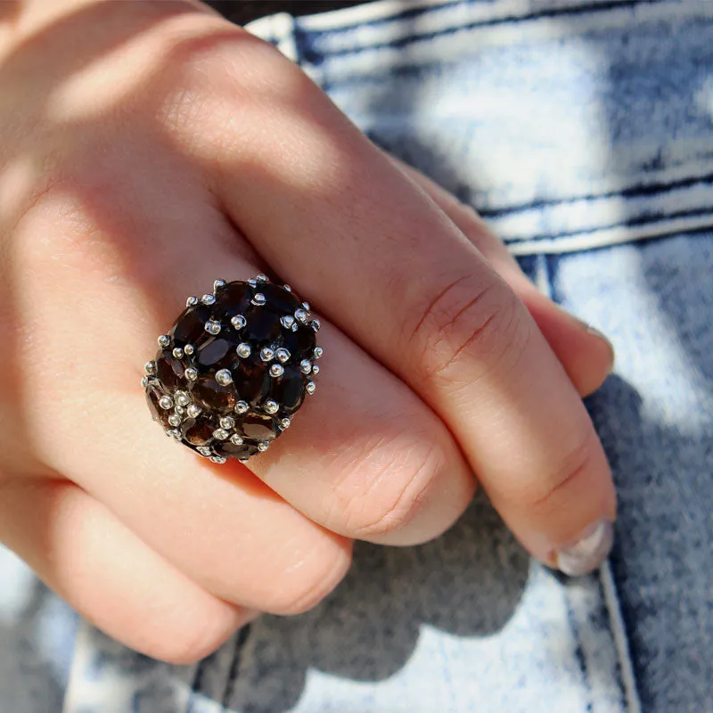 Rain Smoky Quartz Gemstone Ring