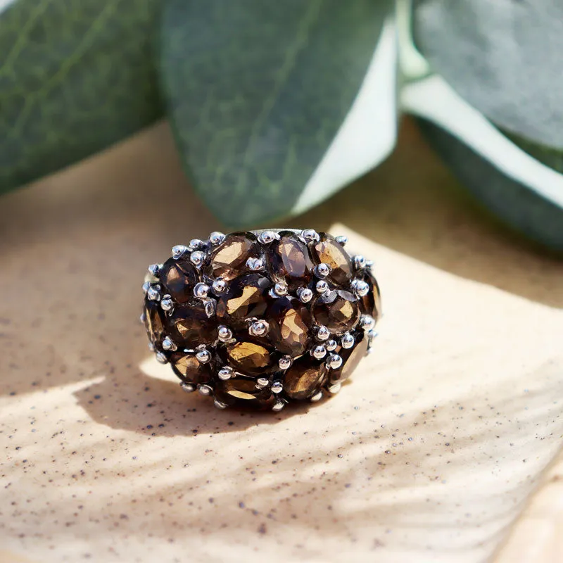 Rain Smoky Quartz Gemstone Ring