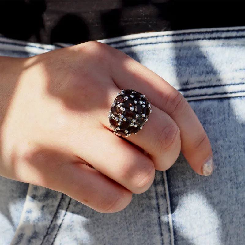 Rain Smoky Quartz Gemstone Ring