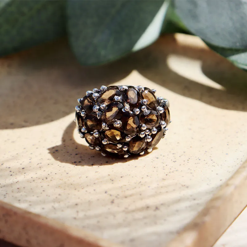 Rain Smoky Quartz Gemstone Ring