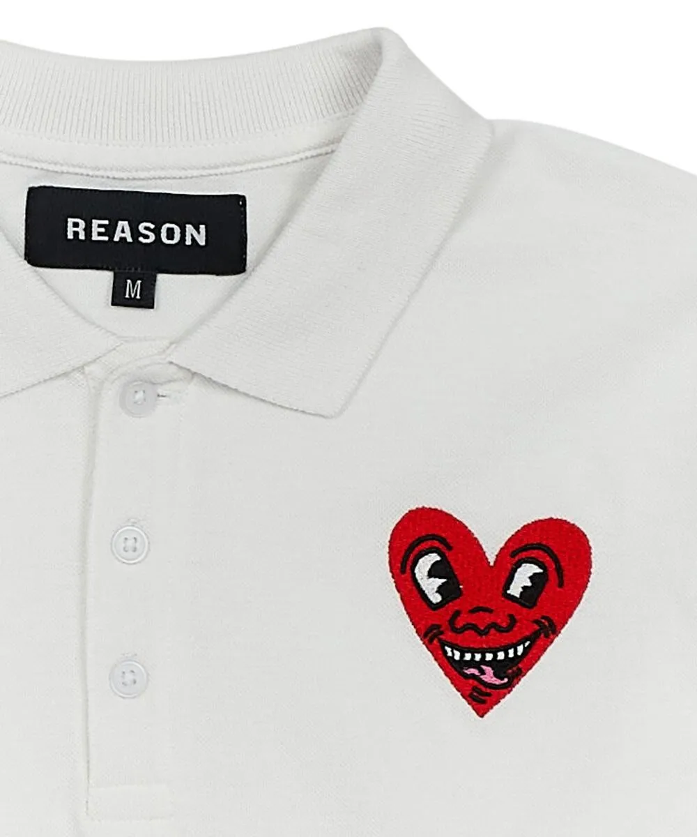 Reason Keith Haring Heart Logo Polo - White