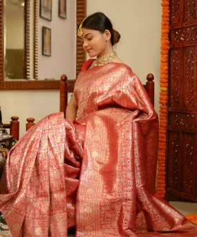 Red handloom banarasi silk saree