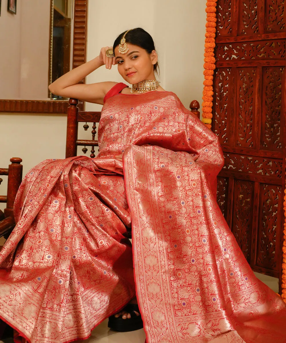 Red handloom banarasi silk saree