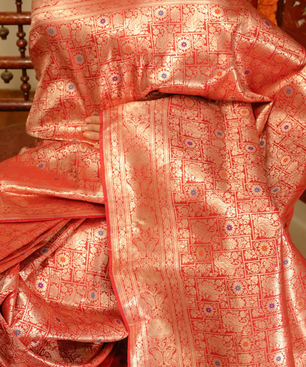 Red handloom banarasi silk saree