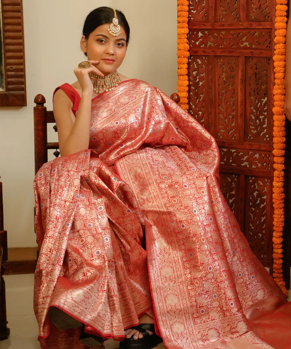 Red handloom banarasi silk saree