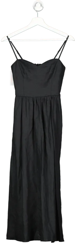 Reformation Black Zander Linen Midi Dress - Women's - Linen UK 4