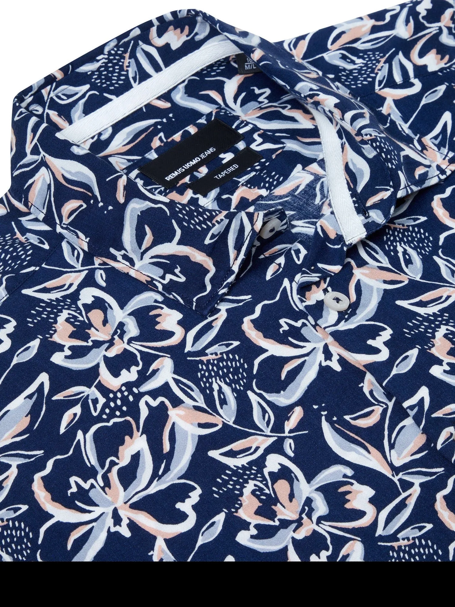 REMUS UOMO S/S Fancy Wild Flower Print Shirt/Blue - New SS24