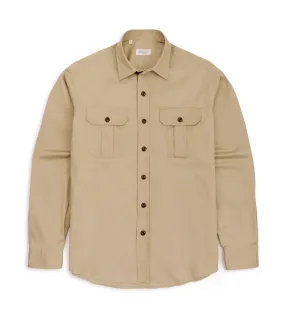 Salvatore Piccolo Cotton Gabardine Military Shirt: Tan