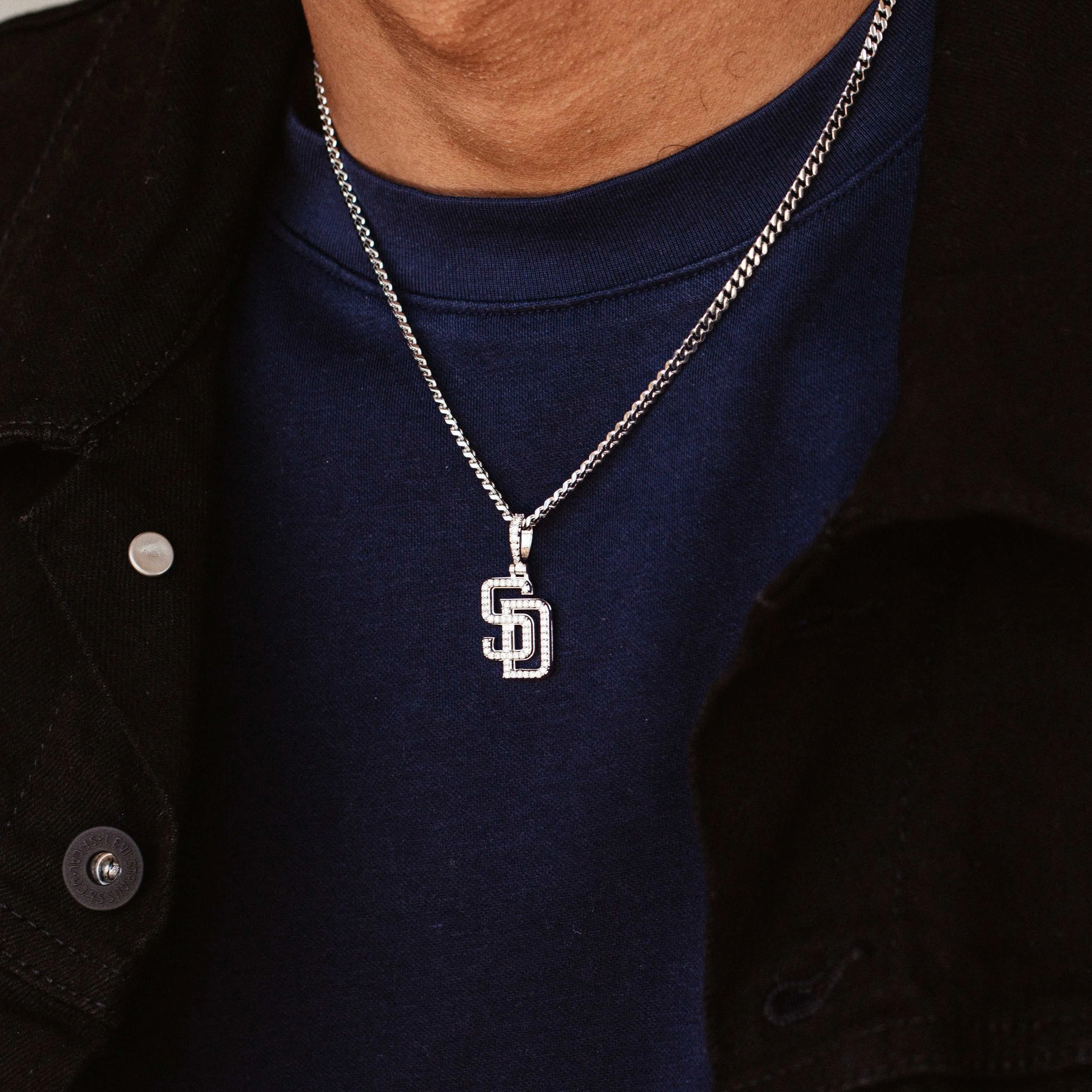 San Diego Padres Micro Pendant in White Gold