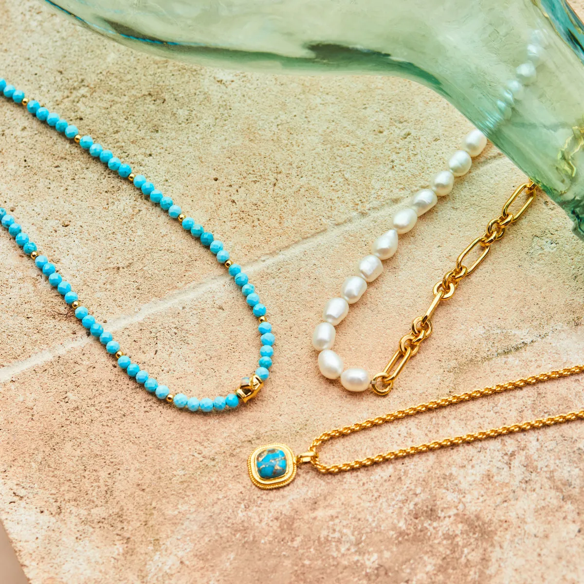 Santorini Turquoise & Opal Beaded Necklace