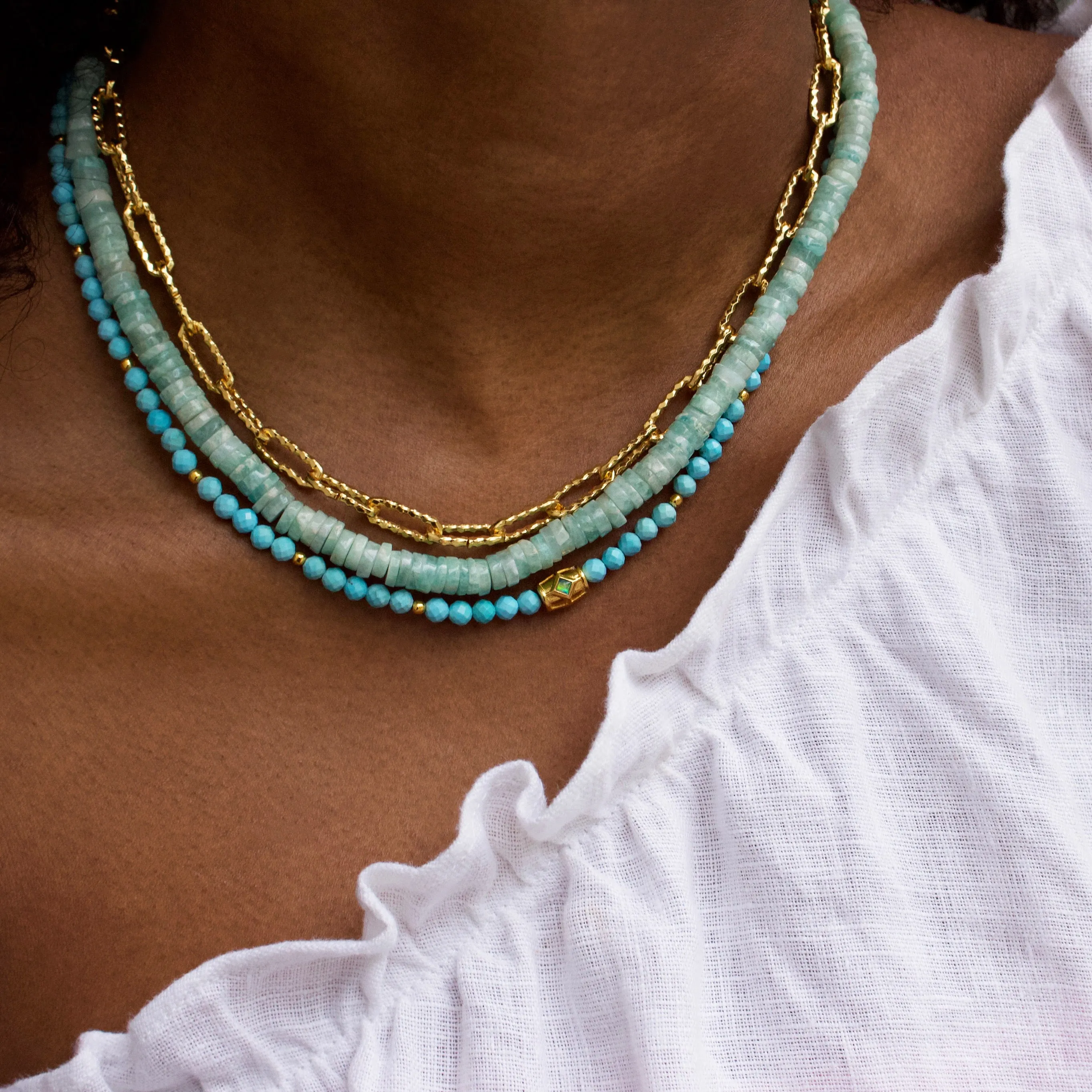 Santorini Turquoise & Opal Beaded Necklace