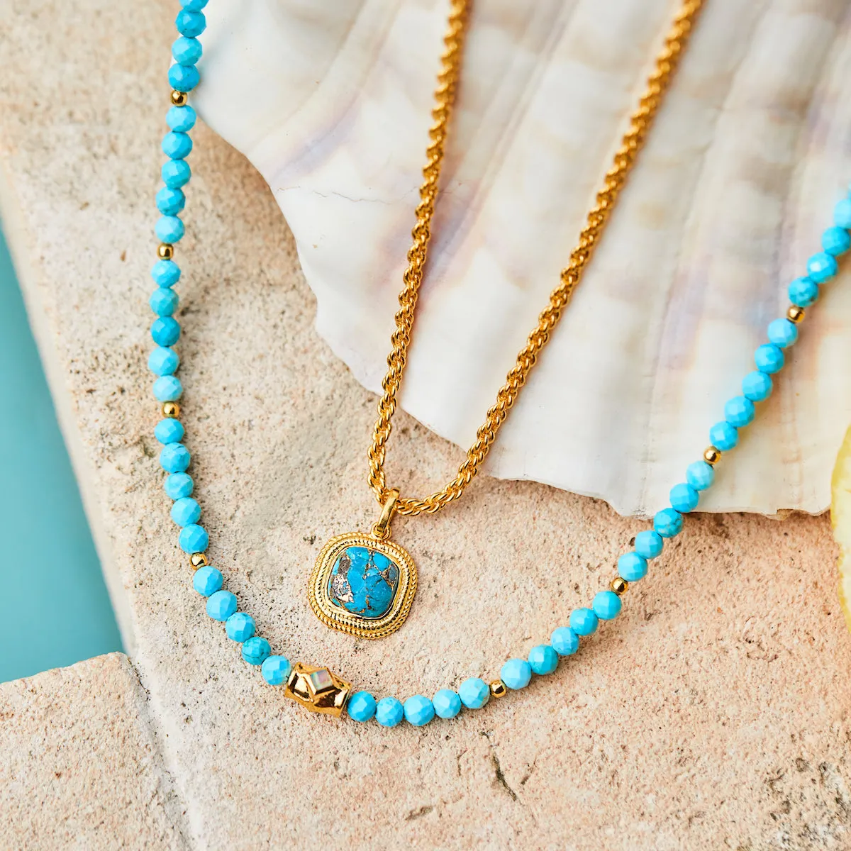 Santorini Turquoise & Opal Beaded Necklace