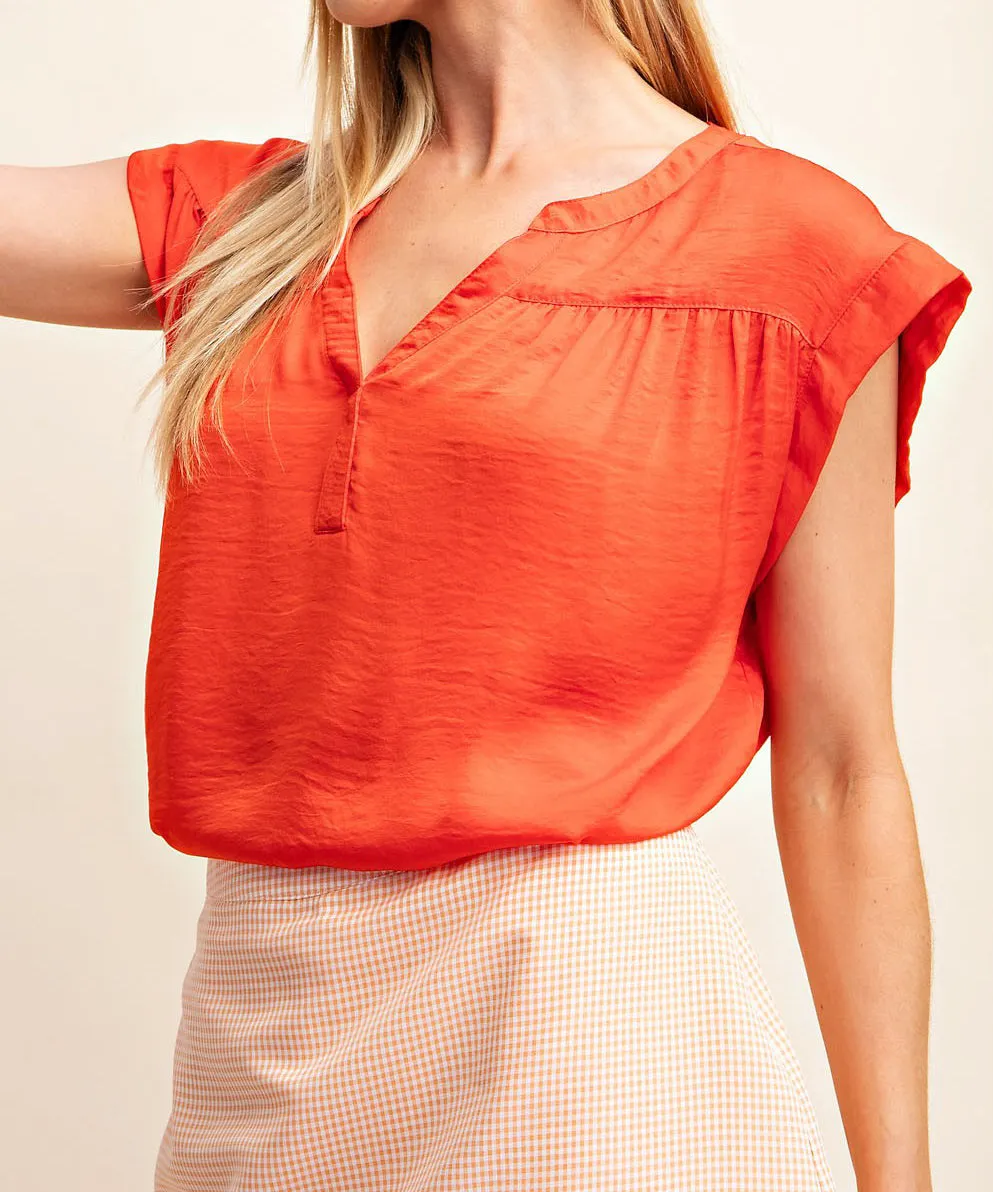 Satin Woven Top - Red