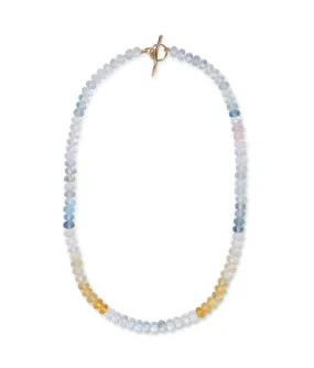 Shaded Aquamarine, Morganite & 14k Gold Necklace