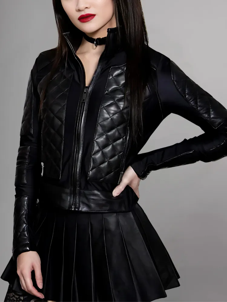 Short Body Leather Jacket for Women in Black